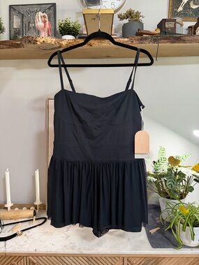 NWT Blogilates Black Barre Romper with Skirt and Pockets Activewear